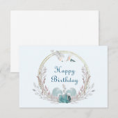 Carte d'anniversaire Watercolor Mermaid & Wreath (Devant / Derrière)