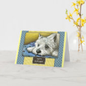 carte d'anniversaire westie (Fleur jaune)