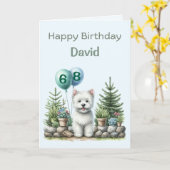 Carte d'anniversaire Westie personnalisée (Fleur jaune)