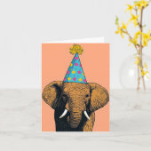 Carte d'anniversaire Whimsical Elephant - Fun Cele (Fleur jaune)