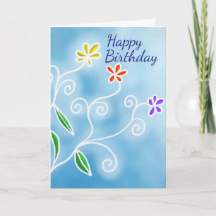 Carte d'anniversaire Whimsical Multi-Color Flowers