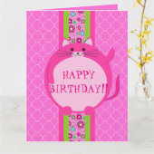 Carte d'anniversaire Whimssink Puff Kitty Quatrefo (Fleur jaune)
