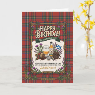 Carte d'anniversaire whisky tartan écossais