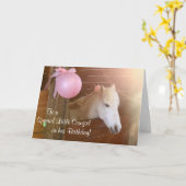 Carte d'anniversaire White Pony Cowgirl (Fleur jaune)