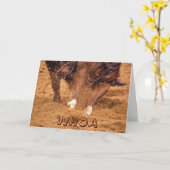 Carte d'anniversaire Whoa avec Cheval coupant (Fleur jaune)
