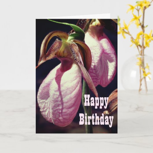 Carte d'anniversaire Wild Lady Slipper Orchid (Fleur jaune)
