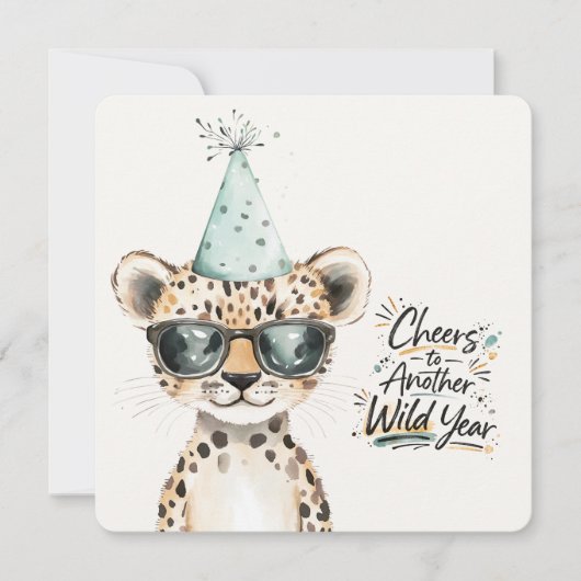 Carte d'anniversaire Wild One avec un léopard mign (Devant)