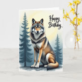 Carte d'anniversaire Wild Wolf Art (Fleur jaune)