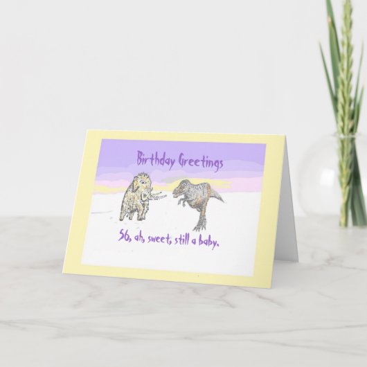 Carte d'anniversaire Wooly Mammoth et Dinosaur (Devant)