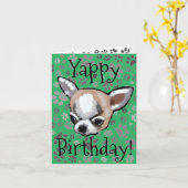 Carte d'anniversaire Yappy Chihuahua (Fleur jaune)