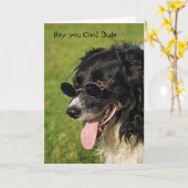 Carte d'anniversaire Yappy de border collie (Fleur jaune)
