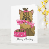 Carte d'anniversaire Yorkie (Fleur jaune)