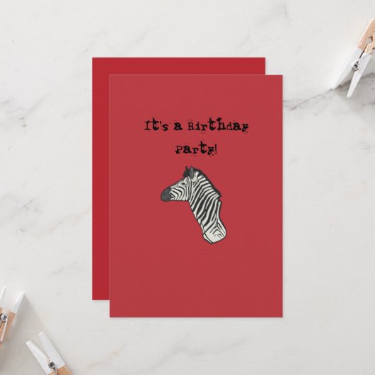 Carte d'anniversaire Zebra (Devant/Arrière en situation)