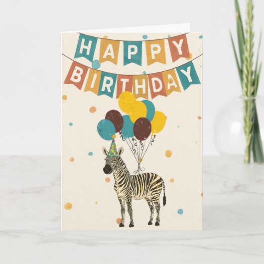 Carte d'anniversaire Zebra - Design animal mignon (Devant)