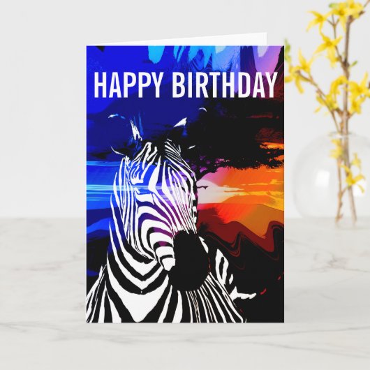Carte d'anniversaire Zebra Dreams (Fleur jaune)