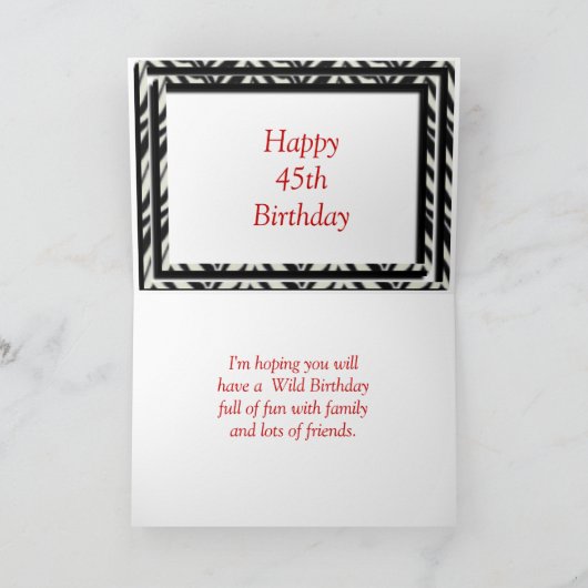 carte d'anniversaire zebra imprimer - personnalise (Intérieur)