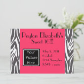 Carte d'anniversaire Zebra Pink (Debout devant)