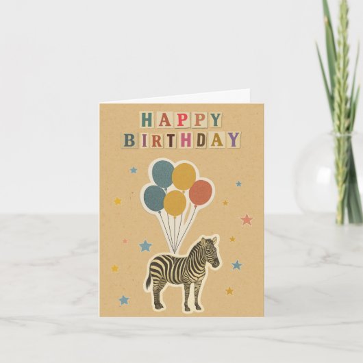Carte d'anniversaire Zebra sur Kraft Arrière - pla (Devant)