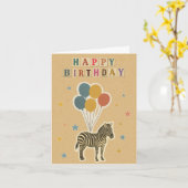 Carte d'anniversaire Zebra sur Kraft Arrière - pla (Fleur jaune)