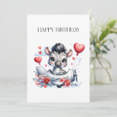 Carte d'anniversaire Zèbre Avion (Debout devant)