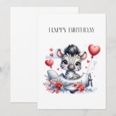 Carte d'anniversaire Zèbre Avion (Devant / Derrière)