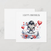 Carte d'anniversaire Zèbre Avion (Devant / Derrière)