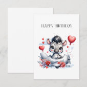 Carte d'anniversaire Zèbre Avion (Devant / Derrière)