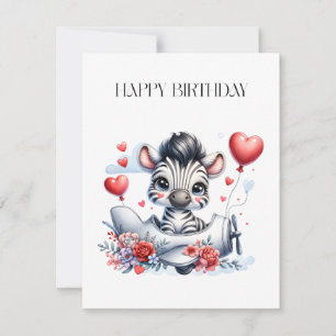 Carte d'anniversaire Zèbre Avion