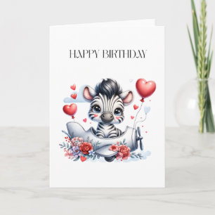Carte d'anniversaire Zèbre Avion