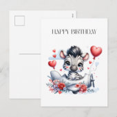 Carte d'anniversaire Zèbre Avion (Devant / Derrière)
