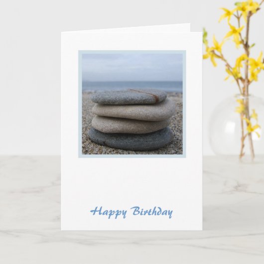 Carte d'anniversaire Zen Pebbles (Fleur jaune)