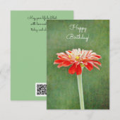 Carte d'anniversaire Zinnia Red Flower Artsy (Devant / Derrière)