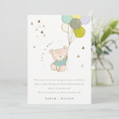 Carte d'annonce bébé ours en ballon Aqua Mignon (Debout devant)