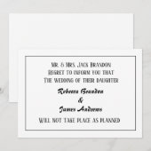 Carte d'annonce d'annulation de mariage élégante (Devant / Derrière)