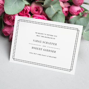 Carte d'annonce d'annulation de mariage simple