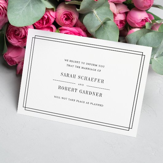 Carte d'annonce d'annulation de mariage simple