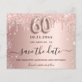 Carte d'annonce de 60e anniversaire à paillettes r (Devant)