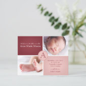 carte d'annonce de bébé FILLE (Debout devant)