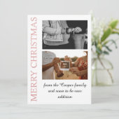 Carte d'annonce de bébé rose gold, plus on est de  (Debout devant)