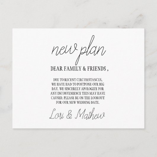 Carte d'annonce de changement de date de nouveau p (Devant)