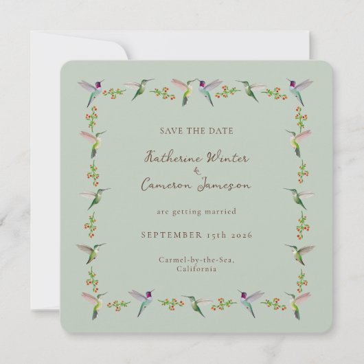 Carte d'annonce de date colibri (Devant)
