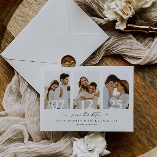 Carte d'annonce de date de mariage à photo carrée