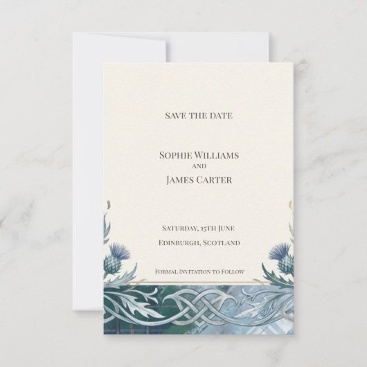 Carte d'annonce de date de mariage Dark Teal Celti (Devant)