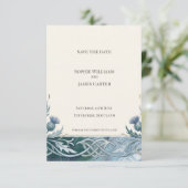 Carte d'annonce de date de mariage Dark Teal Celti (Debout devant)