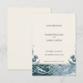 Carte d'annonce de date de mariage Dark Teal Celti (Devant / Derrière)