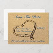 Carte d'annonce de date de sauvegarde Cœur de Sabl (Devant / Derrière)