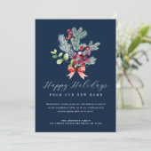 carte d'annonce de déménagement bleu marine pour f (Debout devant)