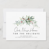 carte d'annonce de déménagement de verdure de fête (Devant)