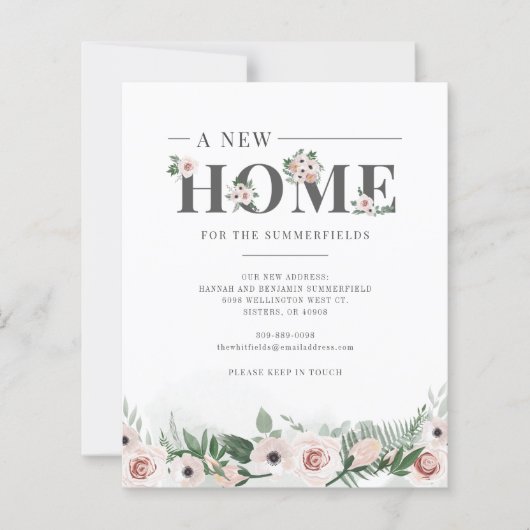 Carte d'annonce de déménagement floral 'Budget, no (Devant)