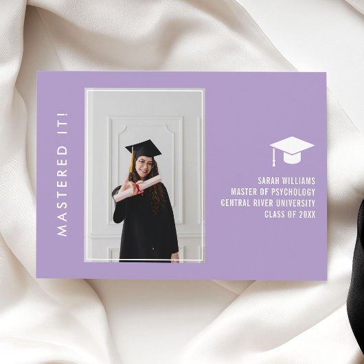 Carte d'annonce de diplôme de master chic minimal 